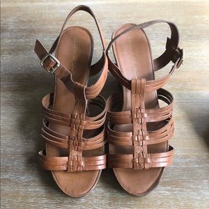 Franco Sarto Wedge Sandal Cognac Leather